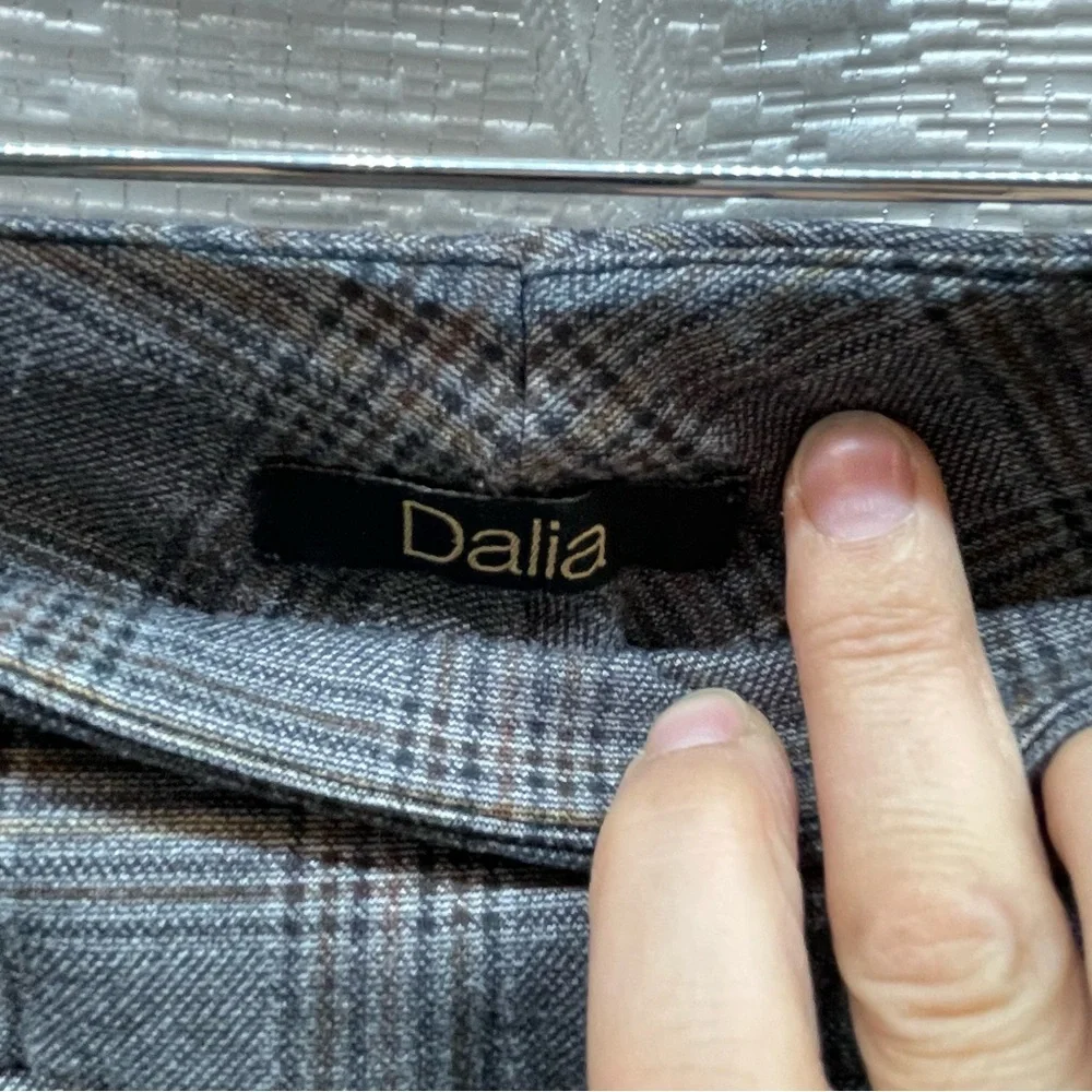 Dalia Plaid Dress Pants Womens 8 Grey Stretch Slim Leg‎ Glen Check - Picture 2 of 11